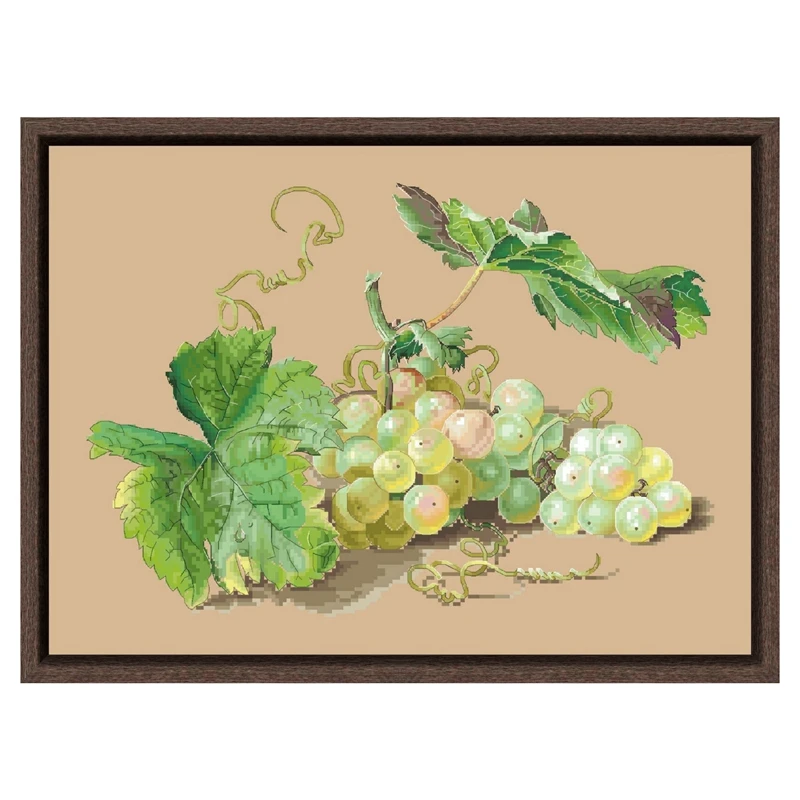 Green grape cross stitch kit fresh fruit complex 14ct 11ct count linen flaxen canvas stitches embroidery DIY handmade needlework