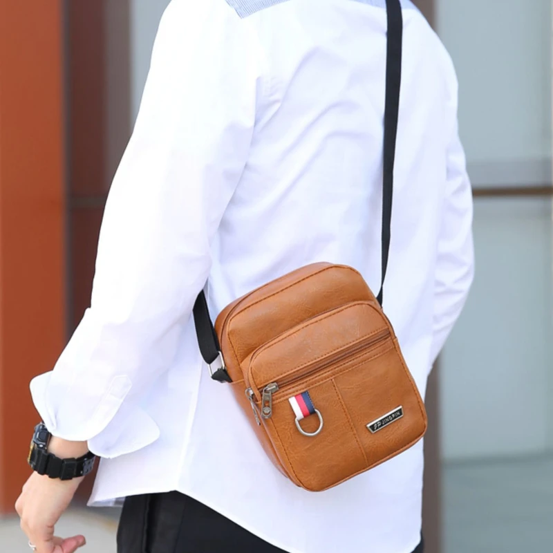 PU Leather Men's Bag Casual New Large Capacity Waterproof Handbag Brown Black Shoulder Messenger Bags Outdoor for Men Bag
