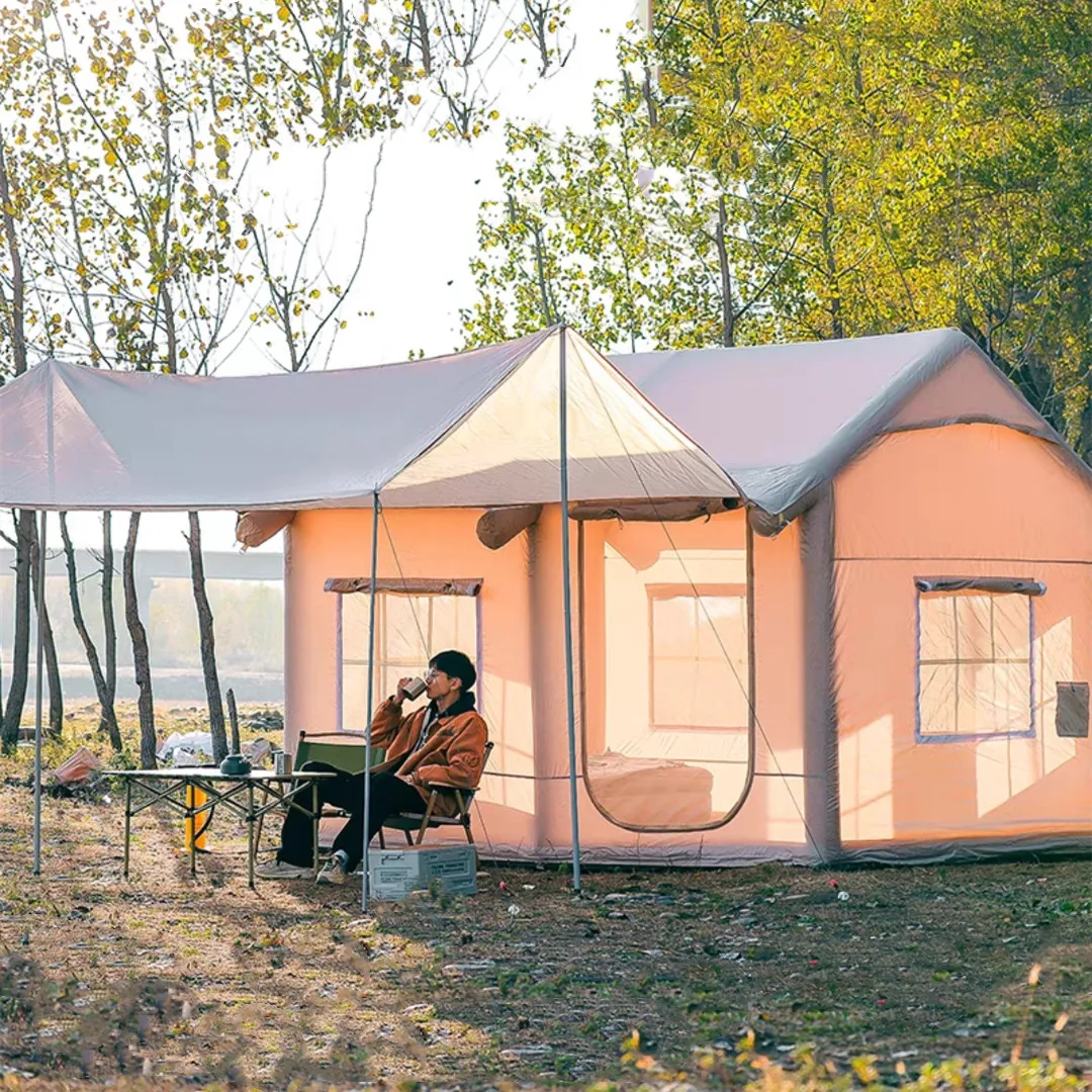 

600D Oxford Cloth Waterproof Fabric Large Inflatable Tent Air Conditioned Tent With Fireplace