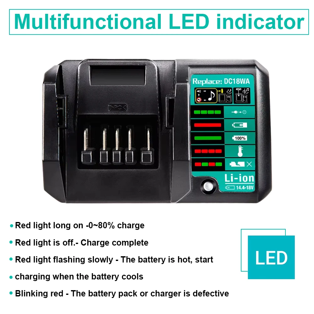 Für Makita 14,4 V 18 V BL1415G BL1413G BL1815G BL1820G BL1811G BL1813G Lithium-Batterie DC18WA Li-Ion Batterie Ladegerät
