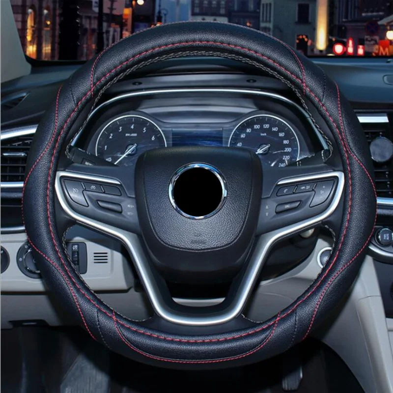 Universal 38 cm steering wheel cover sports style artificial leather braid on the steering-wheel protecting automotive interior