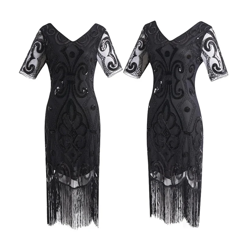 2024 New Party 1920s flapper dress Great Gatsby costume 3XL plus size fringed sequin art deco 20s dress for women