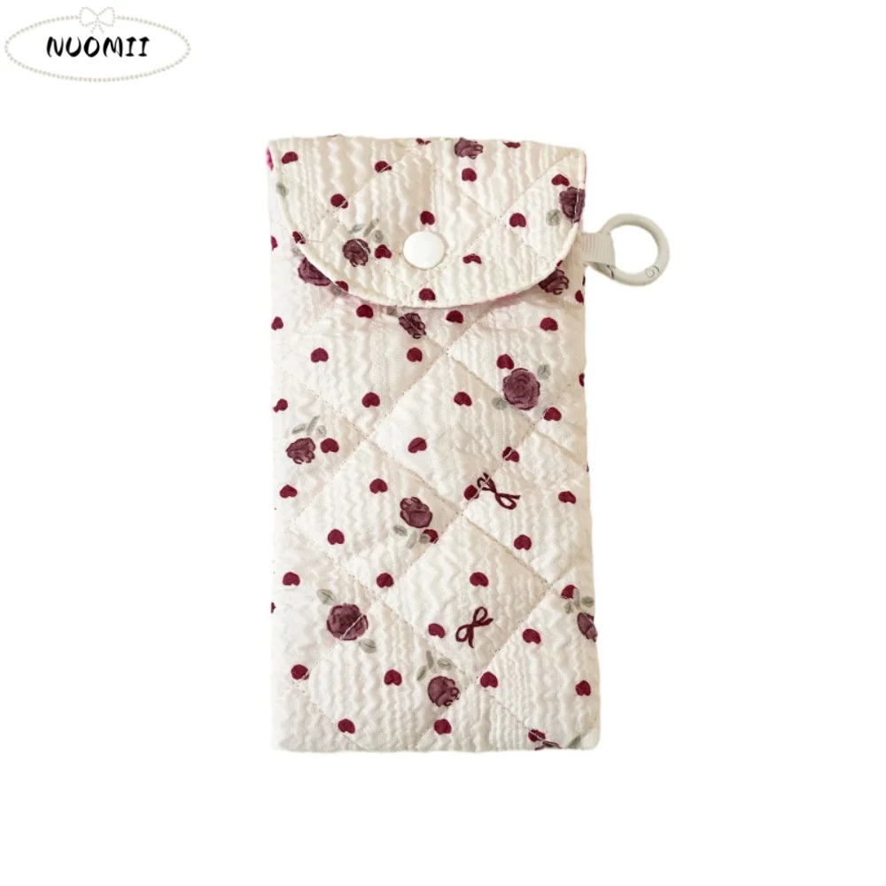 

Simple Portable Cloth Printed Glasses Bag Floral Pattern Bow Glasses Storage Bag Korean Style Flower Cotton Glasses Case Travel