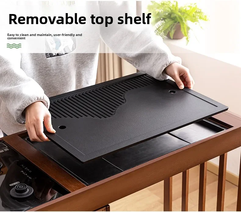 2025 Hot Selling Portable Tea Table with Heating Kettle for Home Balcony Tea Ceremony