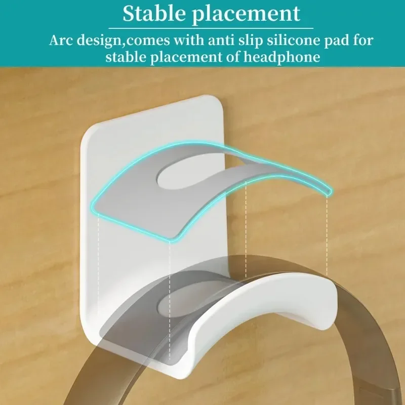 Universal Headphone Stand Adhensive Plastic Wall Mount Hanger Under Desk Headset Rack Holder Support For Gaming Earphone Bracket image 3
