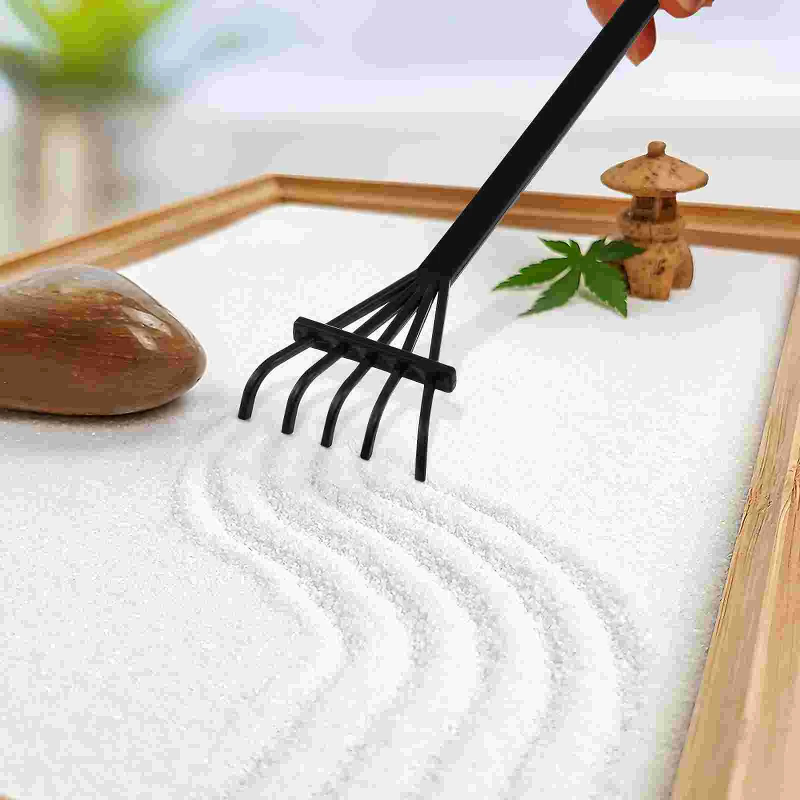 6-teiliges Sandrechen-Zen-Gartenrechen zum Dekorieren kleiner Kunststoff für Garten-Ornament-Set