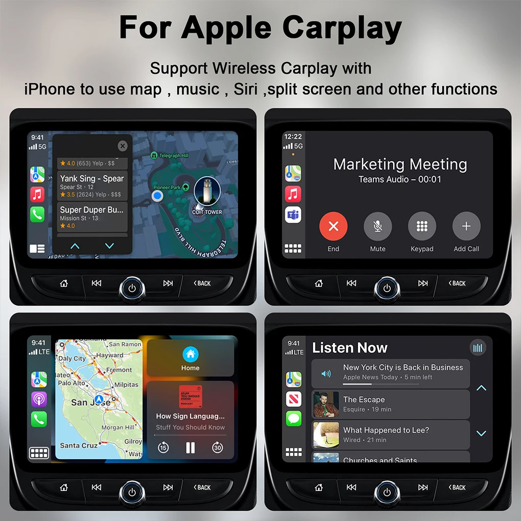 Adaptador Carplay sem fio, Carro original com fio, Carplay Quadrado De Fibra De Carbono