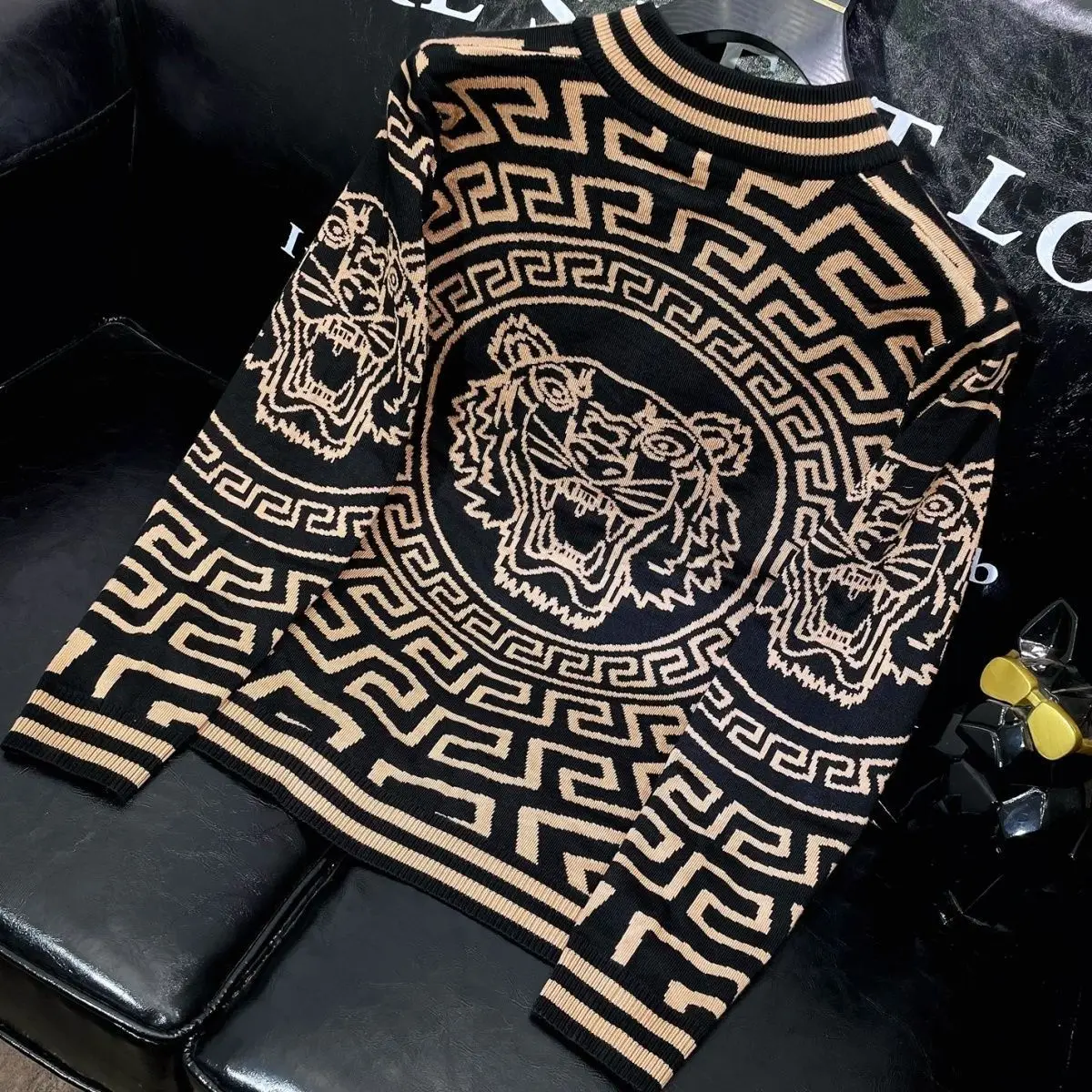 

Men's Knitted Open Cardigan Casual Faion Autumn Winter New Zipper Tiger Head Station Sweater Jaet Coolmax Fiber Long S...