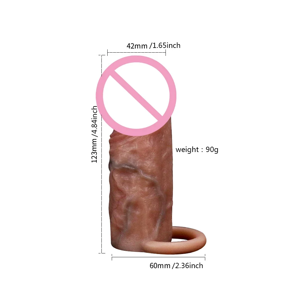 Realistic Penis Sheath Reusable Silicone Condom Cock Extension Sex Toys Artificial Dick Enlargement/Extender Men Penis Sleeve