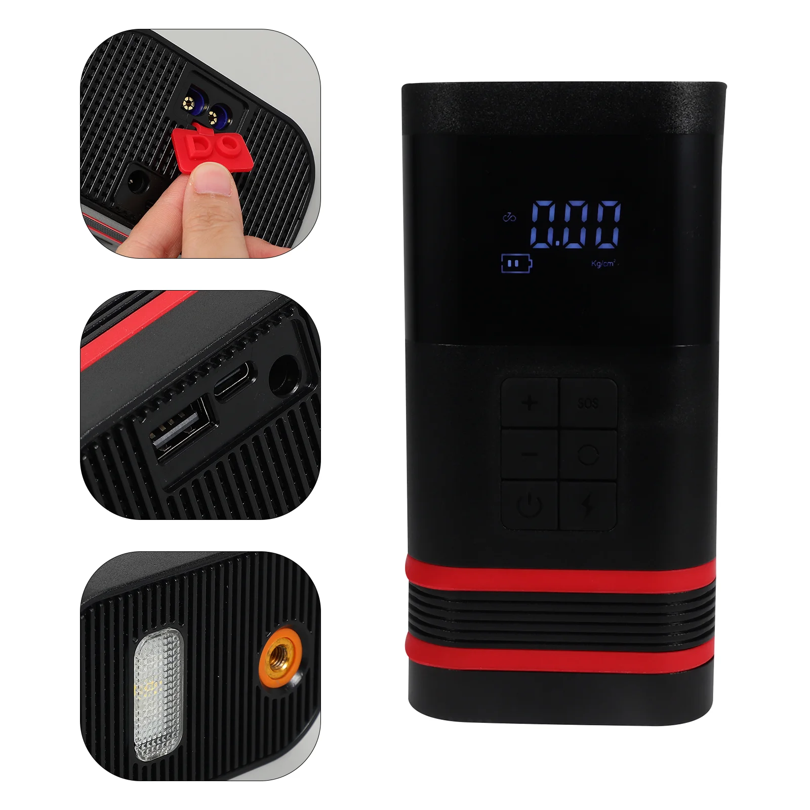 Car Air Pump Inflatable Portable Power Auto Emergency Start Automotive Jump Starter Black Vehicle