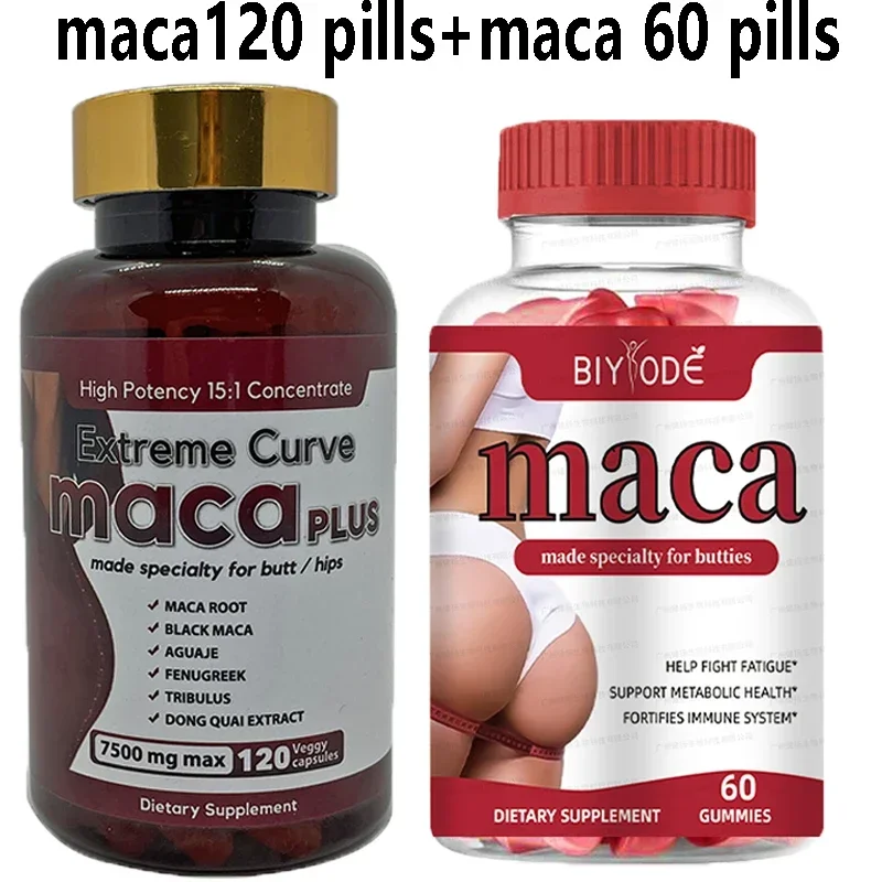 2 bottles of maca gummies+maca ultimate capsules to replenish energy relieve anxiety and improve sleep