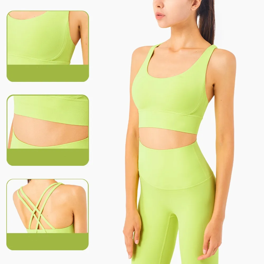 Vnazvnasi Yoga Sports Bra Women Cross Back Fitness Sexy Padded Top Gym Shock Absorbing Running Bra Workout Bralette For Women