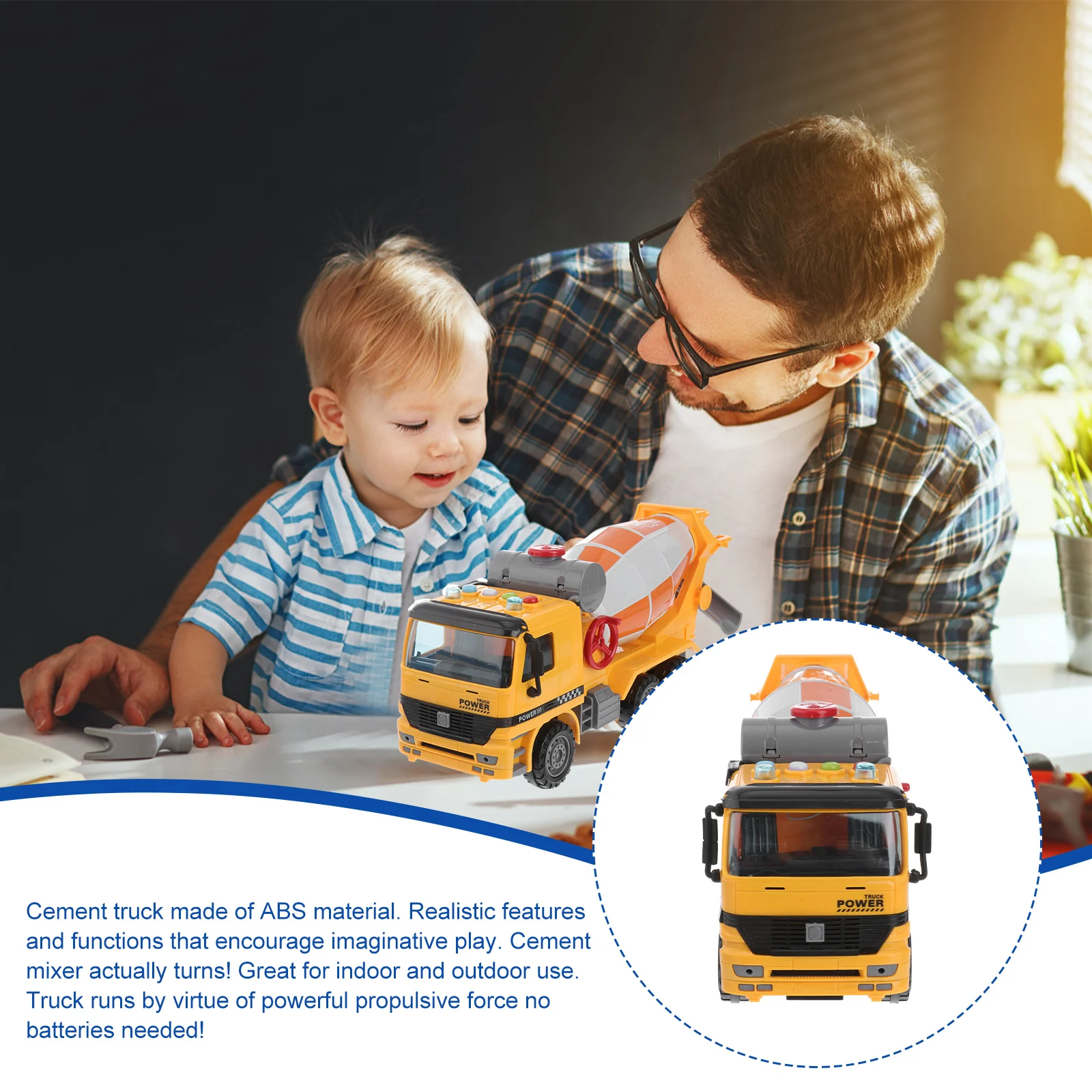 

Cement Truck Accessories Vehicle Model Toy Inertial Toys Cementing Car Simulation Realistic Features Powerful Force No Batteries