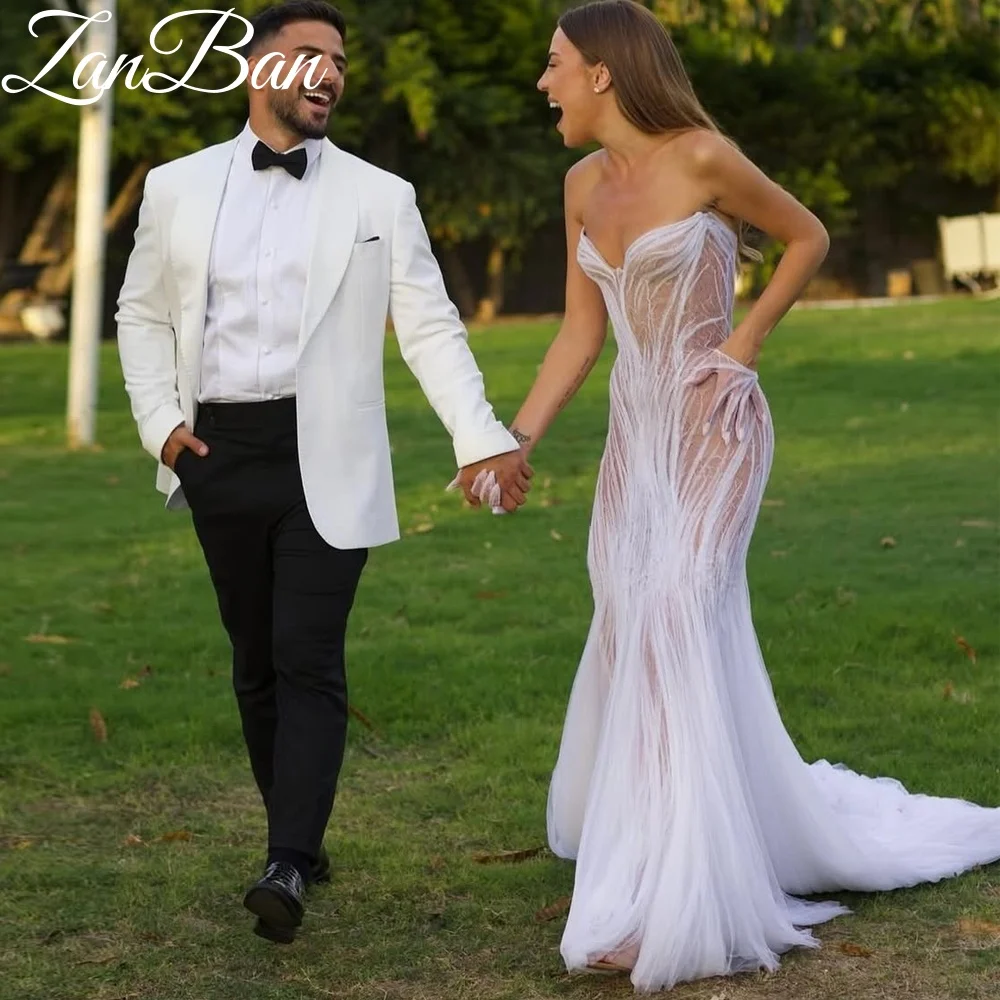 Zan Ban Angepasst Sexy Meerjungfrau Brautkleid Gericht Zug Schatz Ärmellose 2026 vestidos de novia perspektive Brautkleider