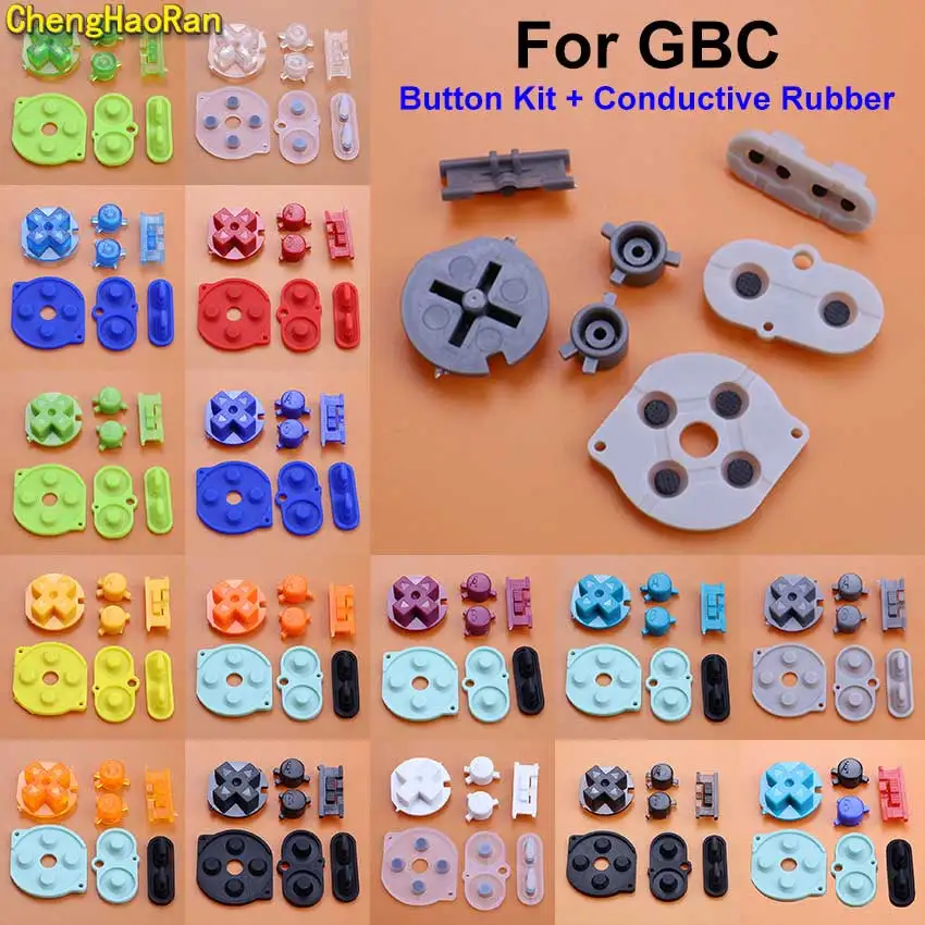 For Gameboy Color Button Shell For GBC Controller Replacement Button Kit A B D-pad ON OFF Power Key W/ Conductive Rubber Button