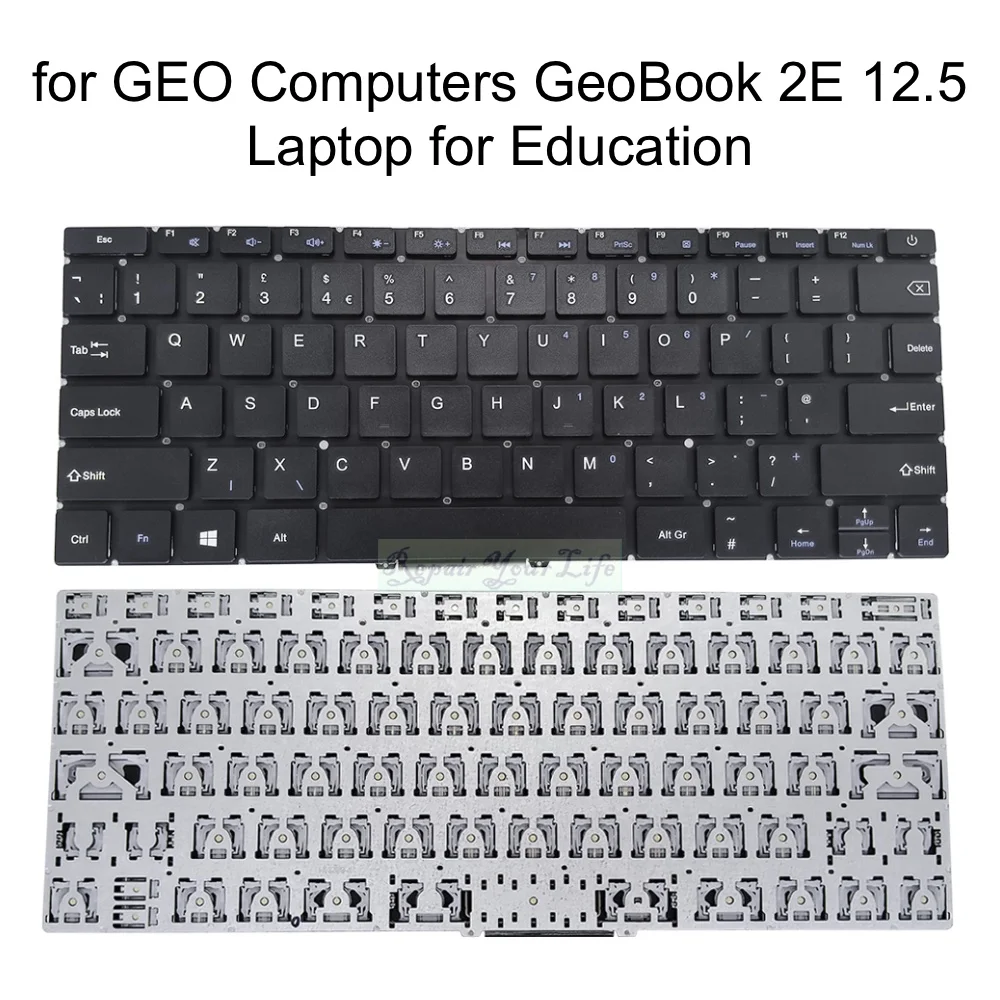 

UK English Keyboard for GEO Computers GeoBook 2E 12.5 Laptop Keyboard United Kingdom Euro English New