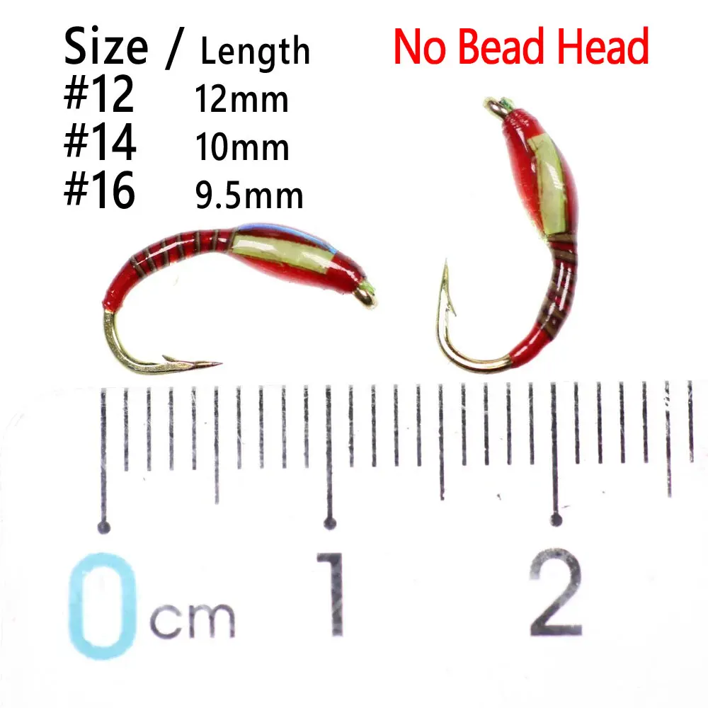 6PCS #10 #12 #14 #16 Peacock Herl Ribbed Red Color Rasin Coated Body Blue Flash Back Yellow Cheek Buzzers Nymph Fishing Flies