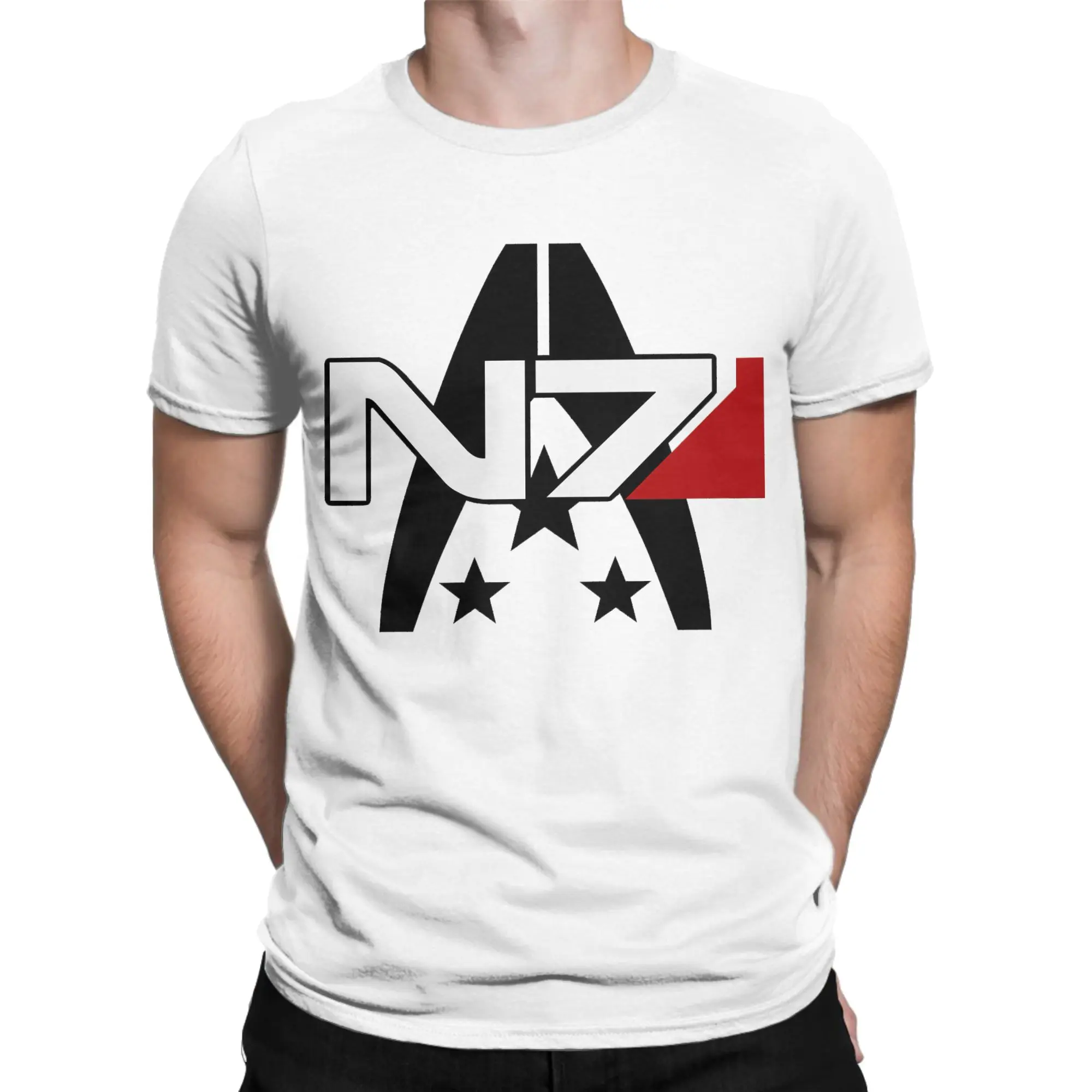Mass Effect N7 Cotton T Shirt For Man Summer  Vintage T-Shirts Leisure Tees Plus Size Dropshipping Tops