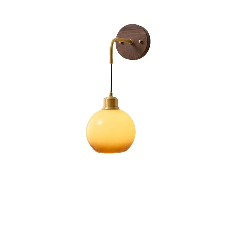 Antyczna Lampa Wisząca i Ścienna w Japońskim Stylu, Luksusowa, z Sznurkiem, Orzechowa, Miedziana, do Salonu, na Ścianę Tła, do Sypialni, Korytarza — 2