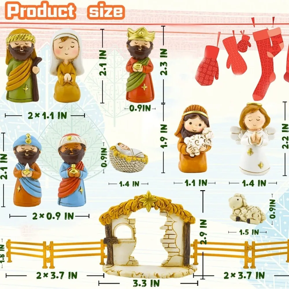 Nativity Scene Advent Calendar 2024 Resin Christmas Countdown Calendar 24 Days Christian Religious Gifts Desktop Ornaments