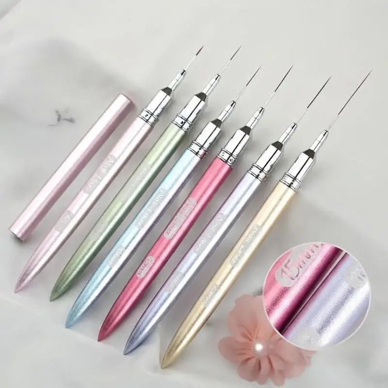 1Pcs Ultra Thin Long Line Drawing Pen With Cap 6/9/12/15/18/25mm Nail Art Liner Brush For UV Gel Polish Painting Manicure Tool