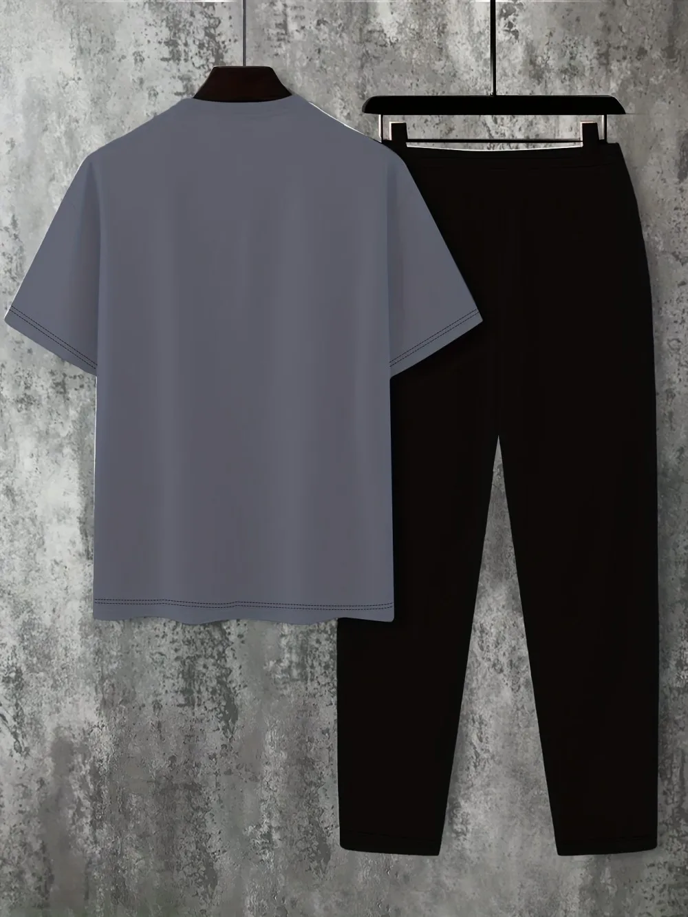 Fashionable summer new men's letter printed round neck breathable T-shirt pants set suitable for outdoor play
