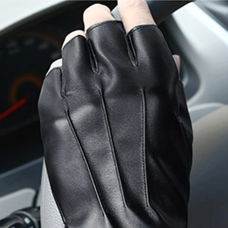 Punk Half Finger Gloves for Men Driving Stage Performances Props Rock Gloves for Dance Motorcycle Riding Biker Gloves