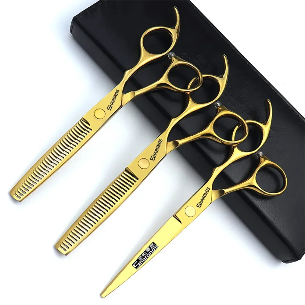 Hair Salon Hairstylist Exclusive Hairdressing Clippers 6 Inch German Imported 440C Flat Cutting and Thinning Teeth Scissors Set