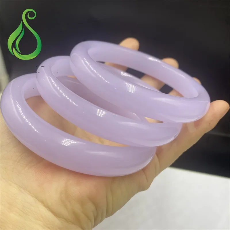 Natural High Imitation Jade Violet Jade Bracelet Ice Seed Lychee Frozen Light Purple Agate Jade Bangle Wholesale Gift