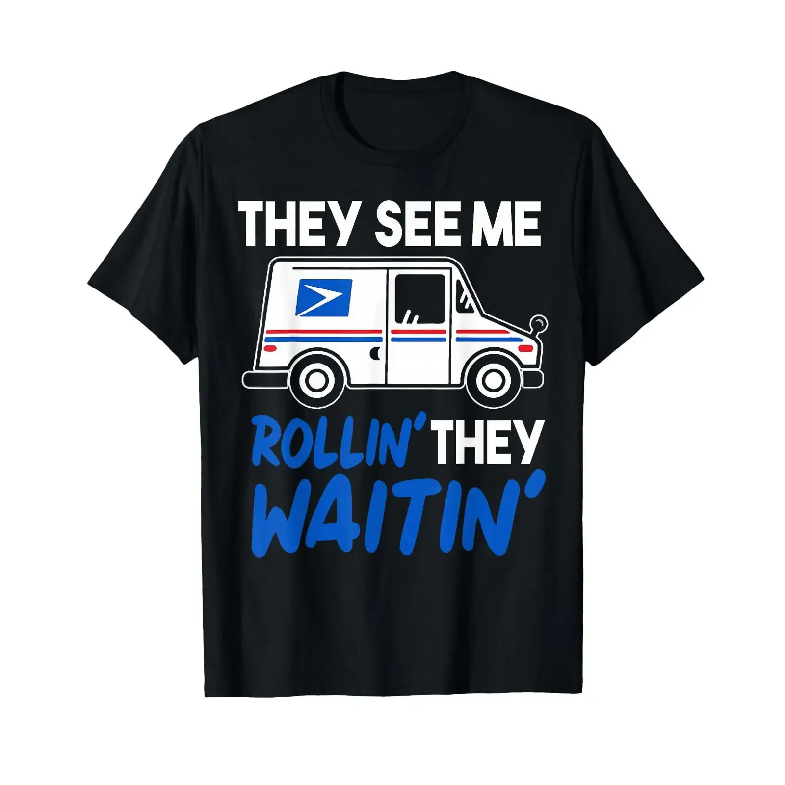 Sie sehen mich fahren, ich warte - Postarbeiter T-Shirt, Vintage-Waschung, Unisex-Designerkleidung, grafische Mode, stilvolle Streetwear