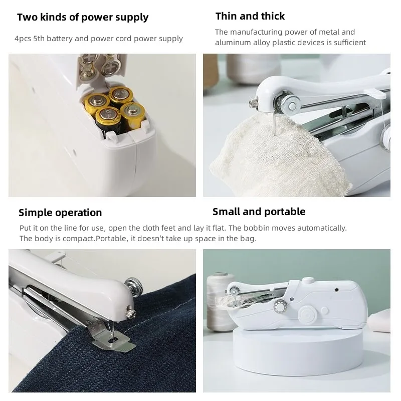Handheld Sewing Machine,Mini Portable Electric Sewing Machine for Beginners,Fast Stitch Suitable for Fabrics,Clothes,Home Travel