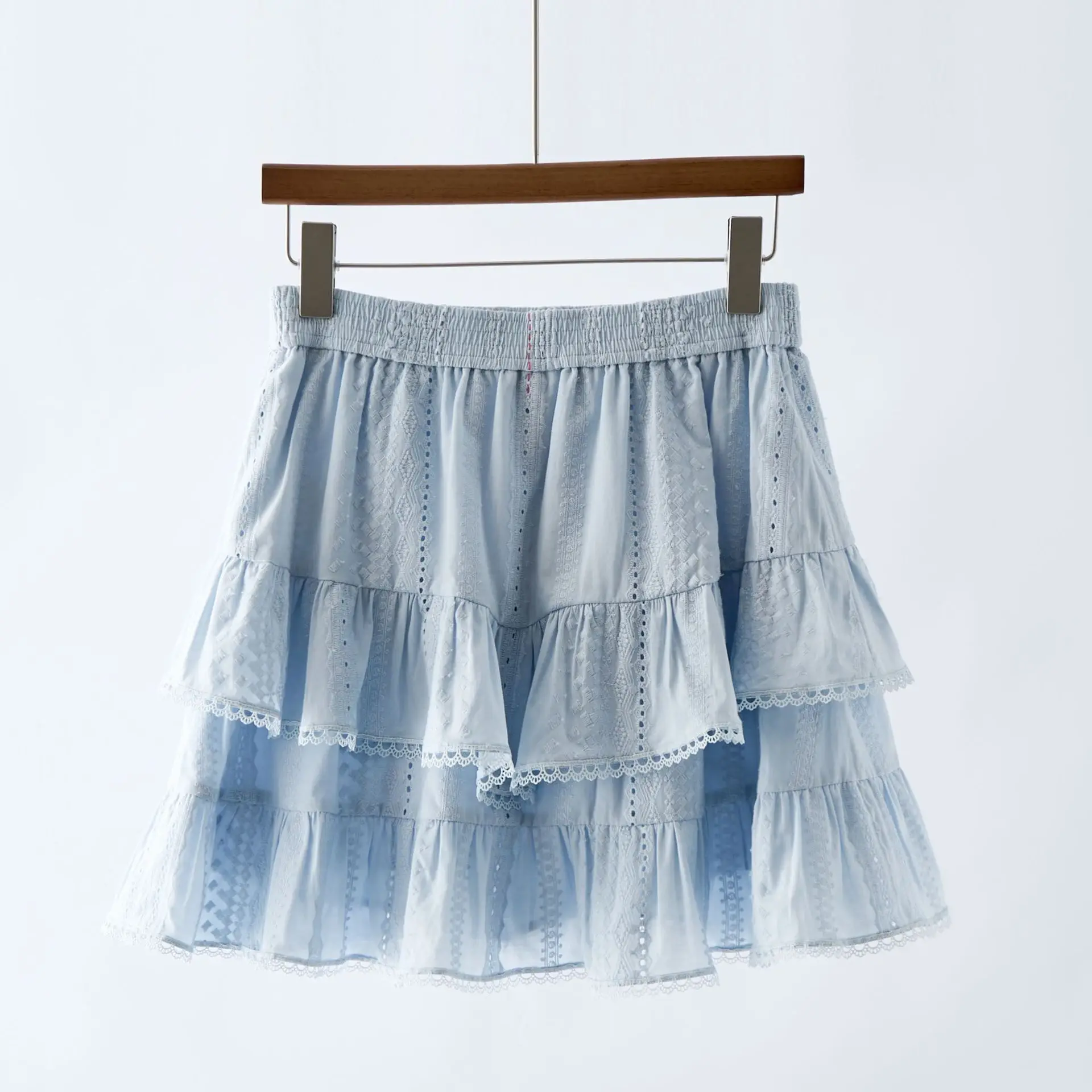 Pure Cotton Embroidered Puffy Half Skirt Short Skirt 16KFB Wood Cabinet New Summer 2025 Cake Style Loose Fit Women's Skirt