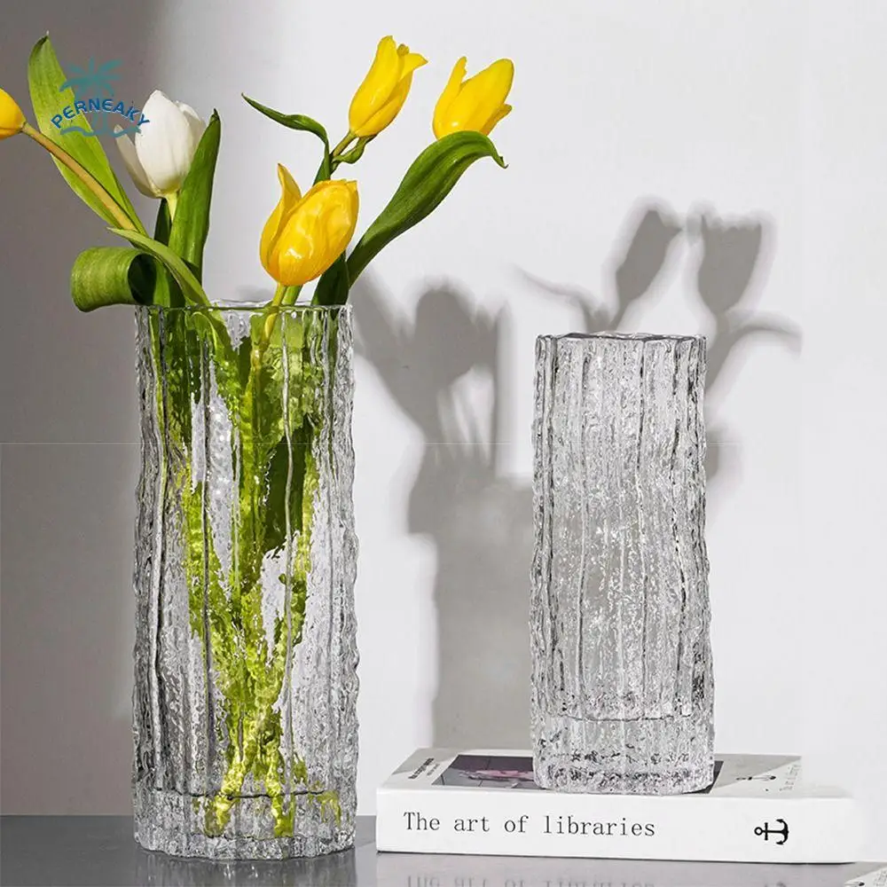 

Unique Transparent Glacier Vase Stability Thickened Clear Glass Vase Durable Smooth Bud Vases Bedroom