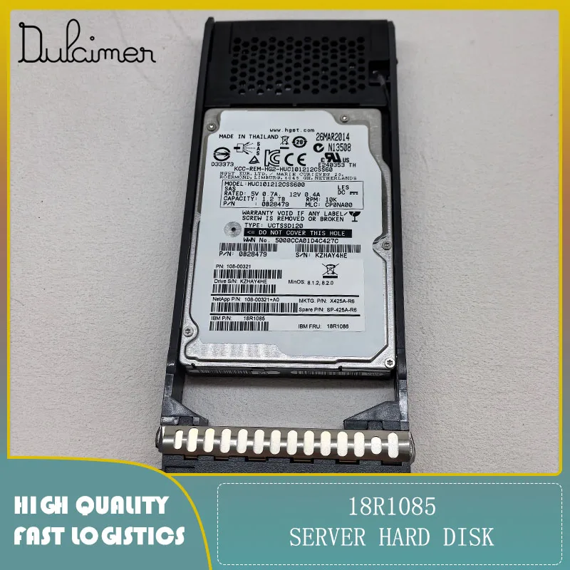 

Server hard drive 18R1085 HUC101212css600 0B28479 1.2T 10K original second-hand