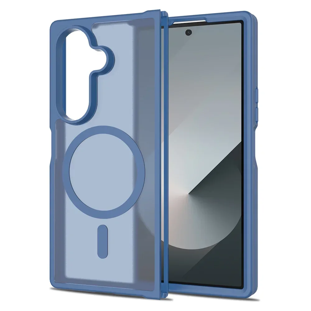 Luxuriöse, mattierte, transparente magnetische Hülle für Samsung Galaxy Z Fold 8 7 6, mattes Hautgefühl für Magsafe Wireless Charging Protect Cover