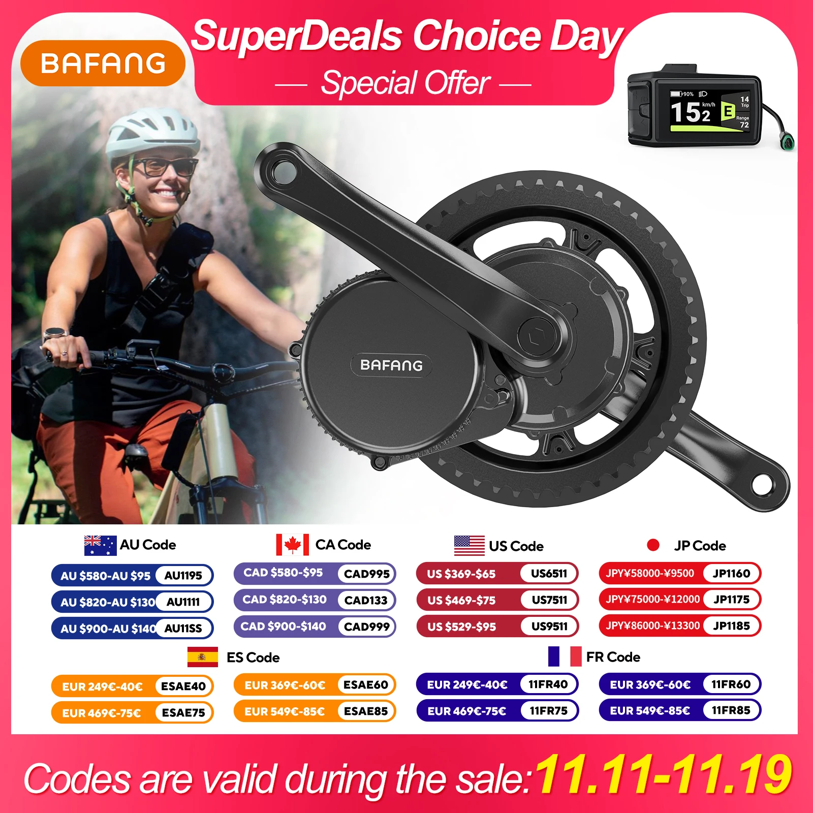 

BAFANG BBS01B BBS02B Ebike Motor Mid Drive Kit 250W 350W 500W Electric Bike Conversion Kit BBS01 BBS02 Bicycle Engine BB 68-73mm