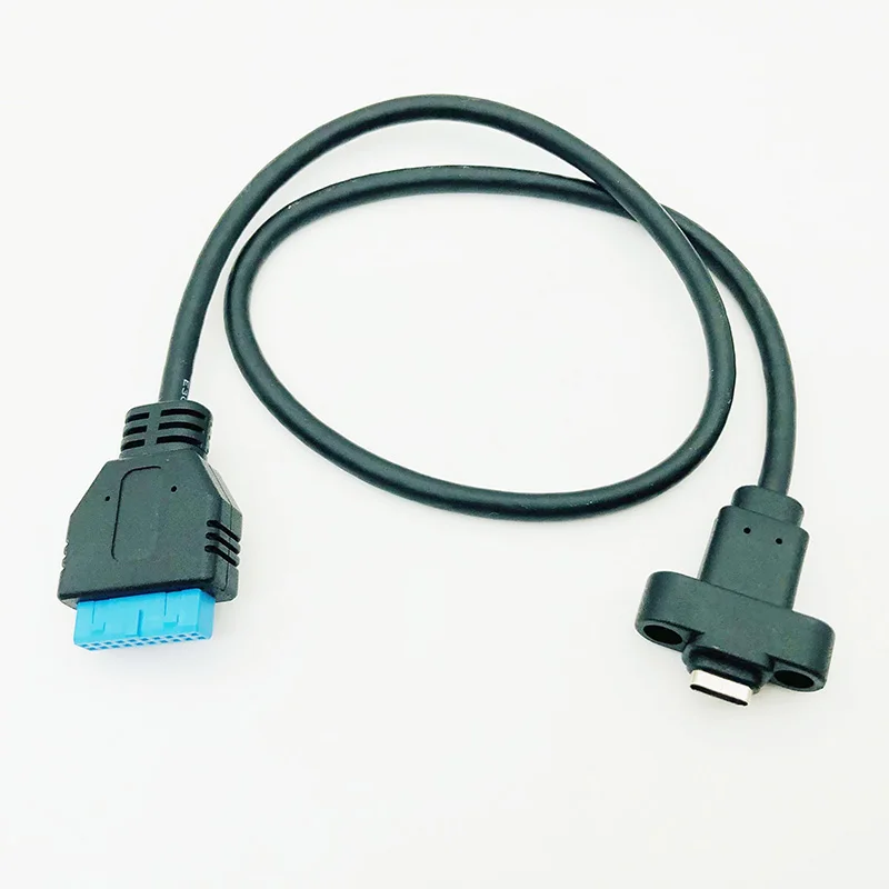 Conectores USB3.0 20/19Pin para Tipo-C Porta Única USB 3.1 Tipo C USB-C Fêmea para USB 3.0 Motherboard 19pin Cable Cable 30cm/50cm