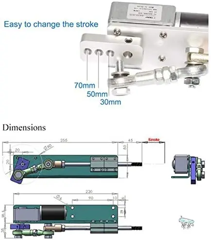 DIY Design DC 12V Linear Actuator Reciprocating Motor Stroke 30mm Low Speed 70 RPM Adjustable