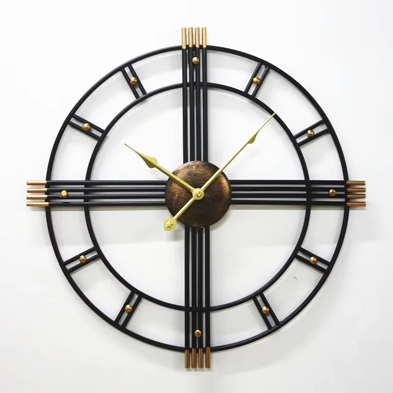 

Industrial Iron Wall Clock, Decorative Living Room Clock, Silent Solar Movement, Unique Industrial Accent, Minimal Loft Clock