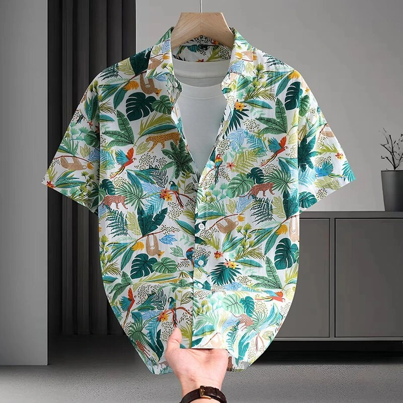 Summer Men's Casual Hawaiian Floral Shirt Cool and Stylish Beach Casual Versatile Top