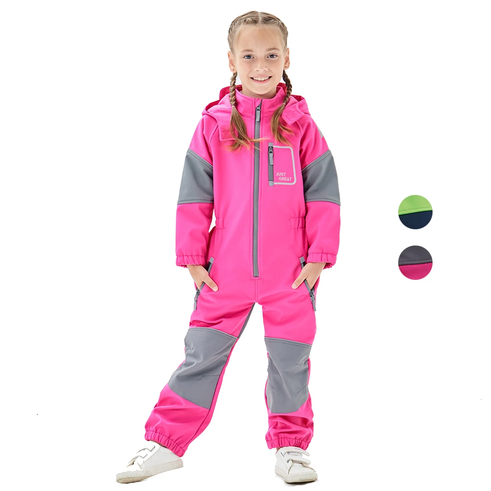 NEW 3-6T Kids Boys Girls Jumpsuit Waterproof PU Rain Pants Overall Coverall Softsehll For Children Outdoor Sportswear