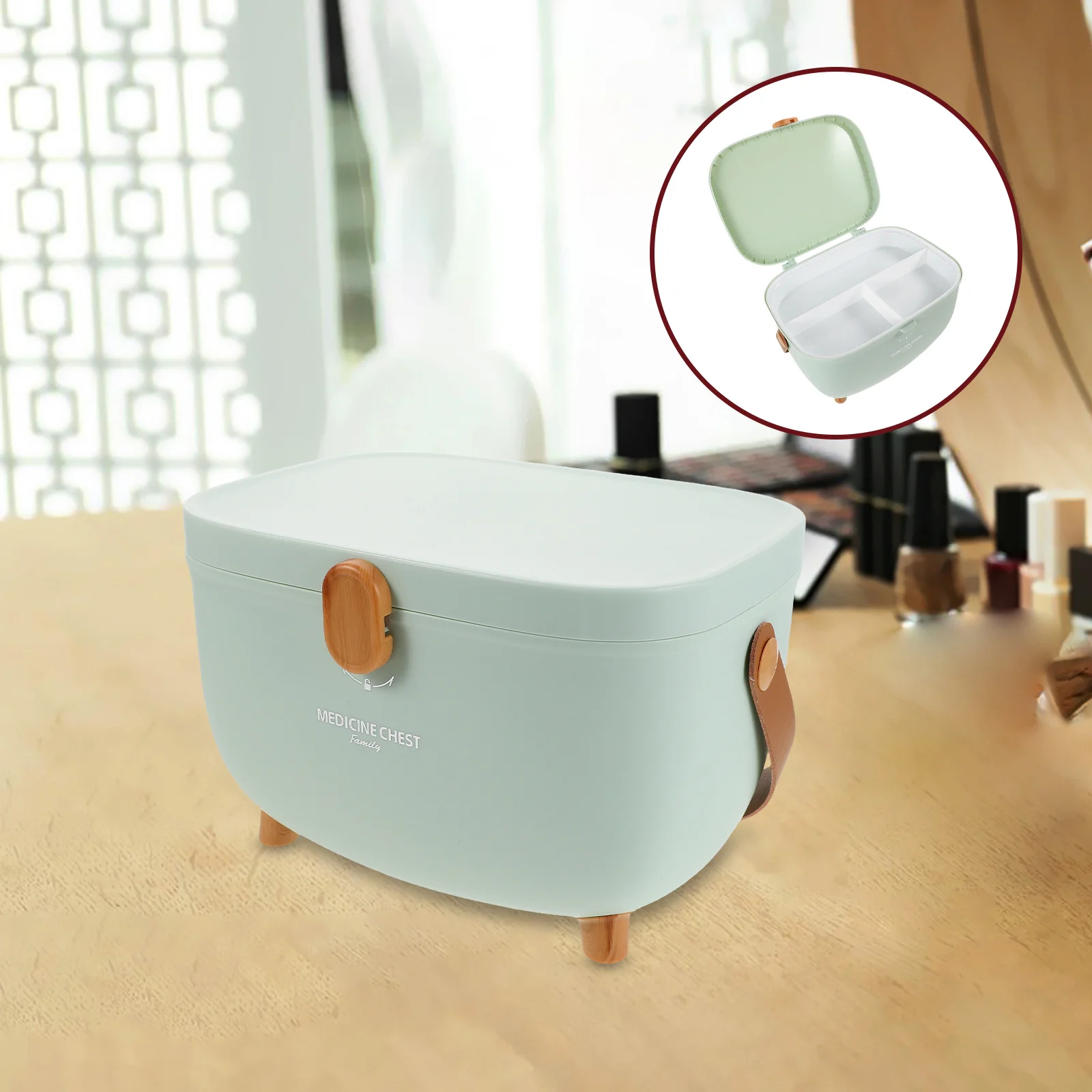 

2-Layer Portable Medical Box: Large Capacity Household Medicine Organizer Cabinet Multi-Layer Medication Storage For Home Office