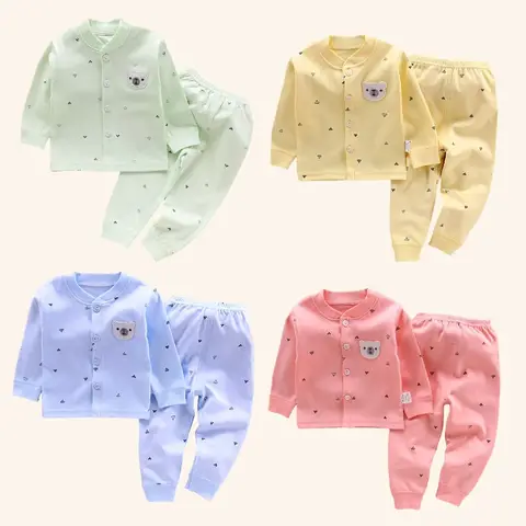 아기 옷 속옷 r 어린이 탑 바지 신생아 잠옷 정장 홈 100% 코튼 세트 소년 소녀 따뜻한 가을 아동 의류