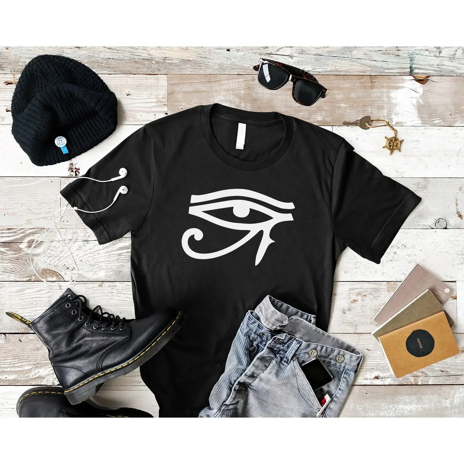 Eye of Horus T shirt Egyptian Sacred Geometry Spiritual Symbol vintage Washed graphic Comfortable Stretched Slightly Versatile