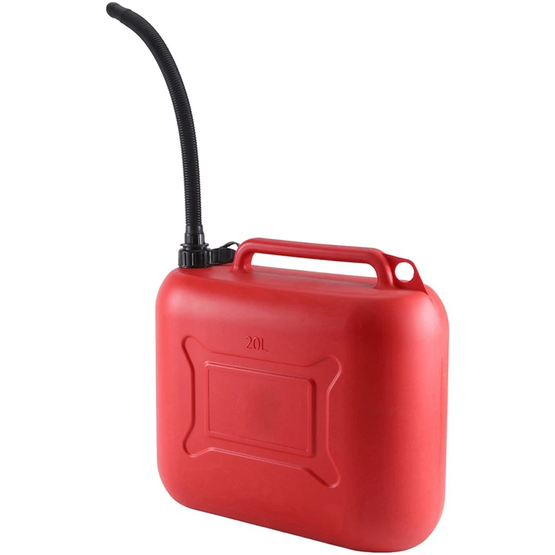 20L 5.28Gal Car Fuel Tank Can Spare Plastic Petrol Gas Container Anti-Static Fuel Carrier With Pipe For Car Travel Durable