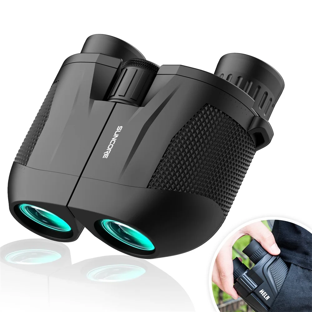 Suncore HX10X25 Portable Mini HD Telescopes BAK4 Prism Lens Waterproof Folding Binoculars for Hunting Camping Bird Watching