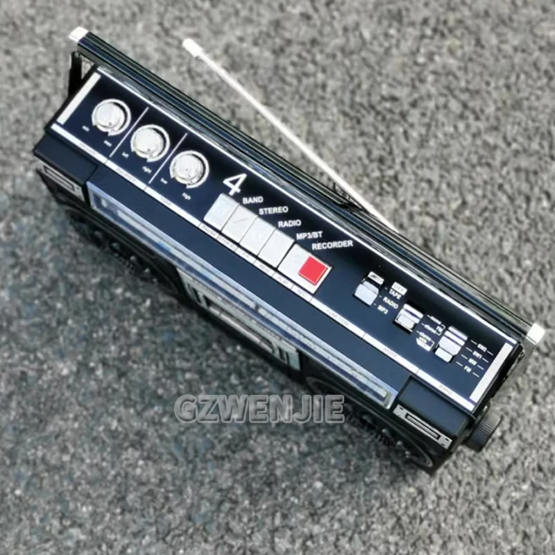 Portable Vintage Retro USB AM/FM/SW Multiband Radio Stereo Wireless Bluetooth Boombox Mp3 Audio Cassette Tape Player Recorder
