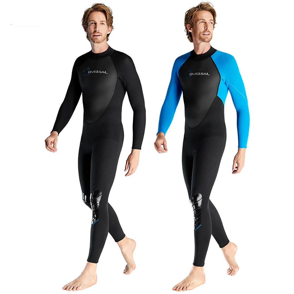 

3MM Neoprene One-piece Wetsuits Men's Long Sleeves Back Unzipper Diving Suits To Keep Warm And Cold Surf Snorkeling Swimming