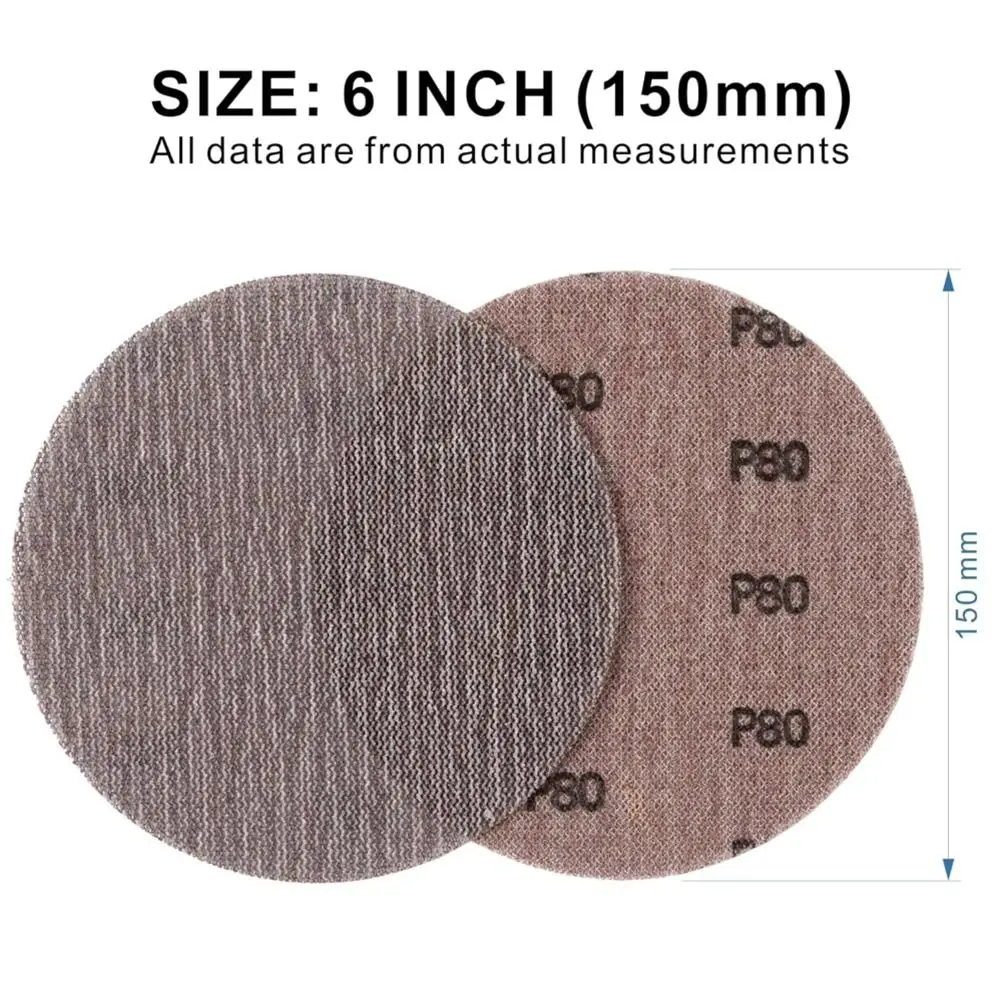 5Pcs 6inch 150mm Mesh Sanding Discs 80-1000Grits Aluminum Oxide Hook and Loop Sanding Discs Anti Clogging Dust Free - view 6