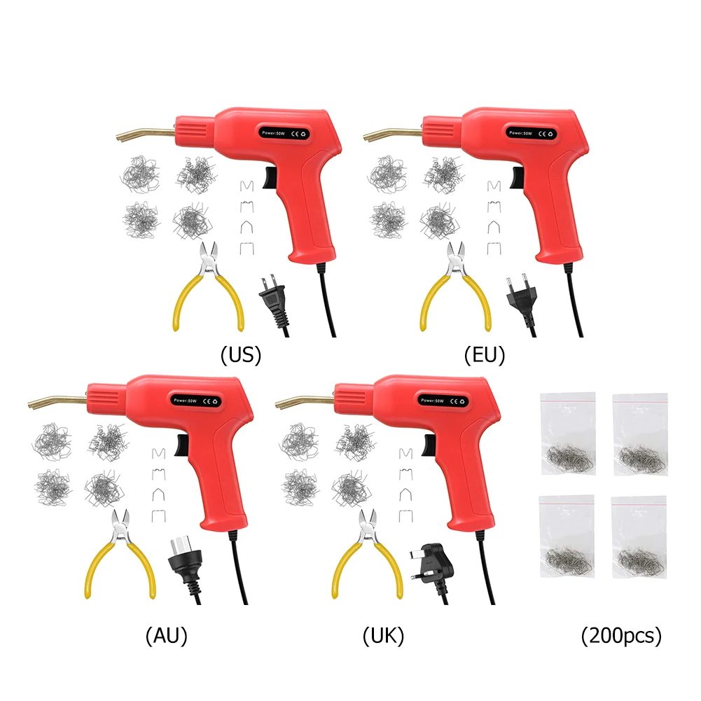 50W Plastic Welding Machine Hot Stapler 200 PCS Staples Plastic Welding Kit Heat Gun Car Bumper Repair Welding Gun